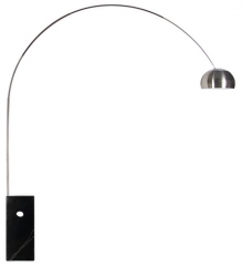 Lampara de pie mod arc new, cromada, tubo cuadrado, base marmol negra