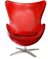 Sillon de diseno mod eg-66, cromado, tapizado en simil piel de color rojo