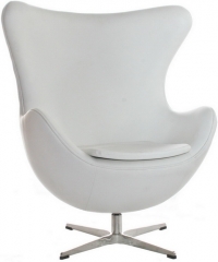 Sillon de diseno mod eg-66, cromado, tapizado en similpiel blanco