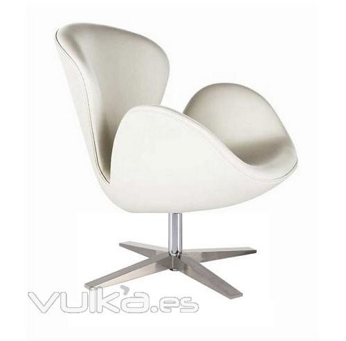 Sillón de diseño Mod. SW-30, cromado, tapizado blanco.