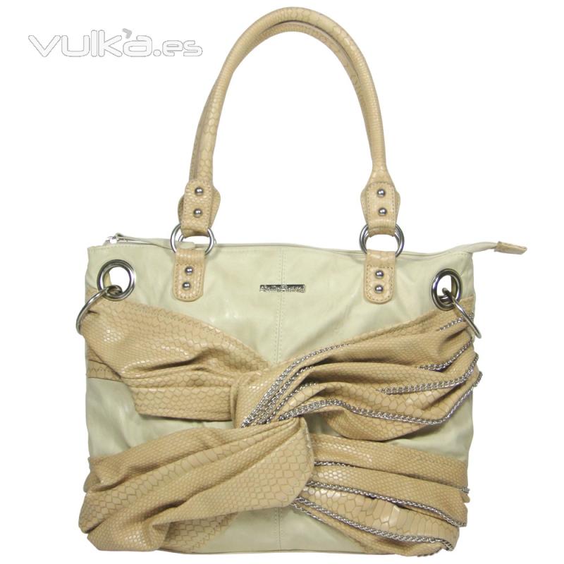 Bolso con lazo color beige