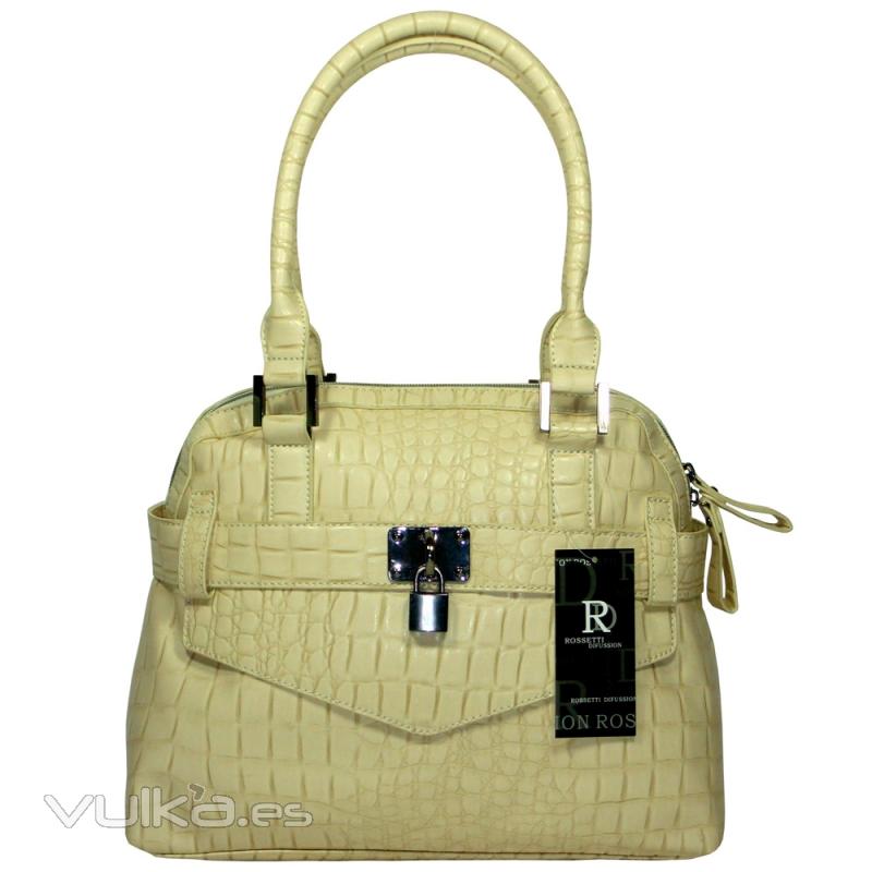 Bolso mujer cocodrilo beige