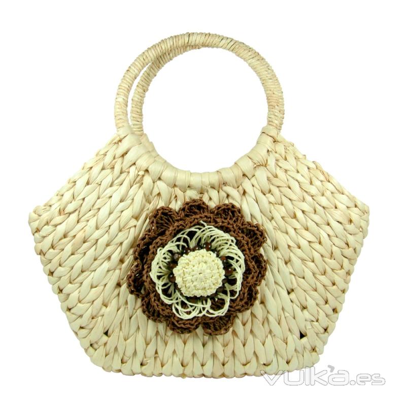 Bolso de mano en rafia color natural