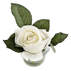 Arreglo floral rosa blanca maceta vidrio en lallimonacom (detalle 1)