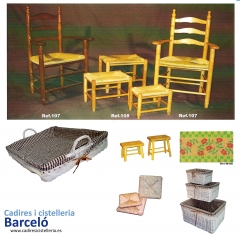 Cadires barcelo: sillons de fusta, articles de vimet, banquetes estores sillo de fusta colonial