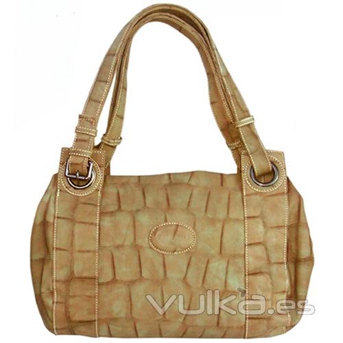 Bolso taupe imitacion cocodrilo