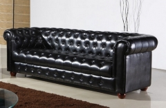 Sofa de diseno, mod chester cl, 3 plazas, piel negra