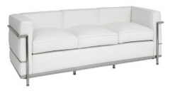 Sofa de diseno, petit, 3 plazas, piel blanca