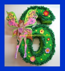 Pinata mejicana ( artesana ) del numero 6 decorada