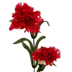 Flor artificial dos claveles rojos con hojas en lallimonacom