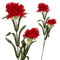 Flor artificial dos claveles rojos con hojas en lallimonacom (detalle 1)
