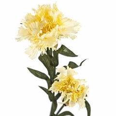 Flor artificial dos claveles amarillos con hojas en lallimonacom