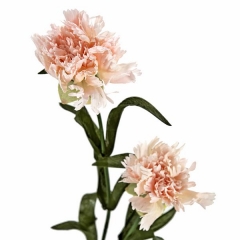 Flor artificial dos claveles rosas con hojas en lallimonacom