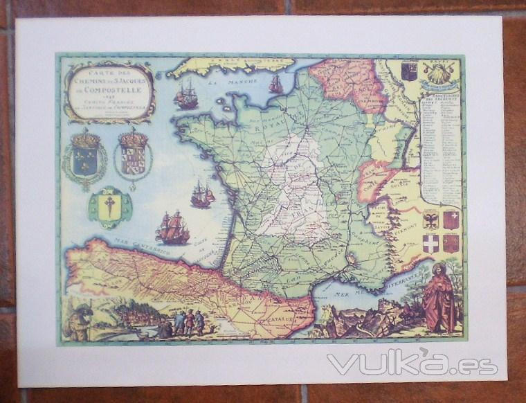 Lmina del mapa de la Ruta Jacobea, en concreto del Camino francs. 7 EUR