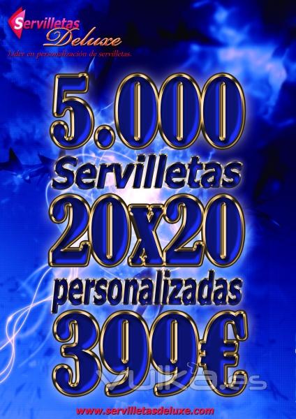 5000 Servilletas calidad superior, tamao 20x20 blancas o negras personalizadas a 1 tinta por 399EUR