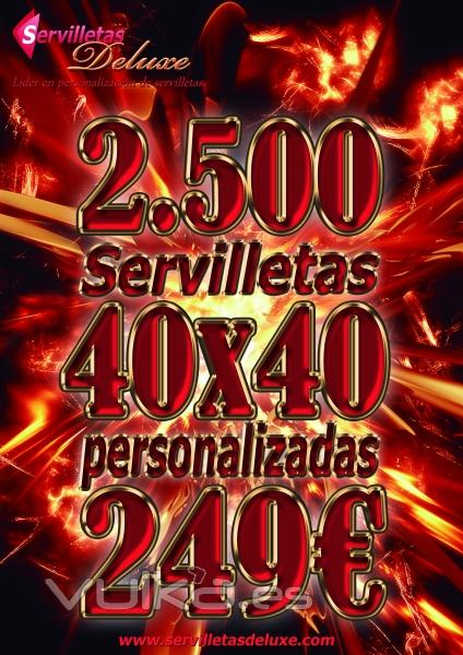 2500 Servilletas calidad superior, tamaño 40x40 blancas o negras personalizadas a 1 tinta 249EUR