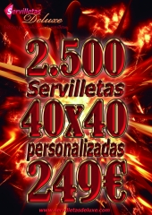 2500 servilletas calidad superior, tamano 40x40 blancas o negras personalizadas a 1 tinta 249eur