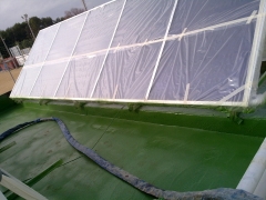terraza con placas solares impermeabilizada con poliurea