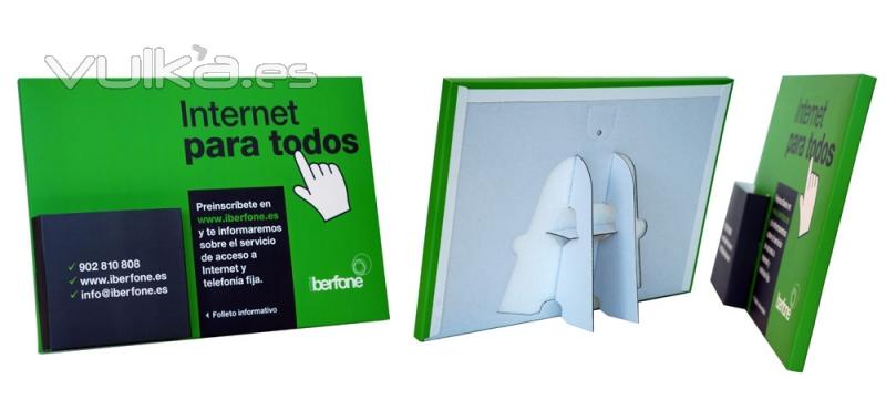 Display en carton publicitario, varios tamaños y dos grosores 3mm/10mm con bolsillo portafolletos