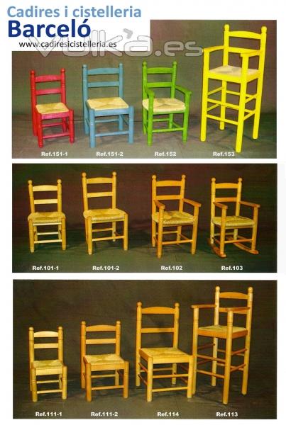 Sillas de madera Barcel: sillas infantiles, tronas de madera, sillones nios, sillas de colores. 