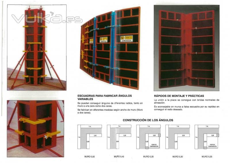 Encofrado modular TAME para ejecucin de pilares y muros con ngulo variable. Encofrado de muro.