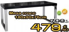 Mesa de comedor croco negra con estructura metlica