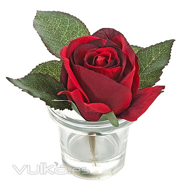 Arreglo floral rosa roja maceta vidrio 12 en lallimona.com