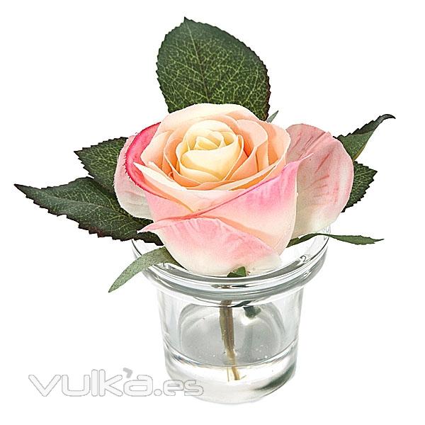 Arreglo floral rosa rosada maceta vidrio 12 en lallimona.com