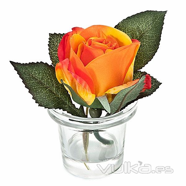 Arreglo floral rosa naranja maceta vidrio 12 en lallimona.com