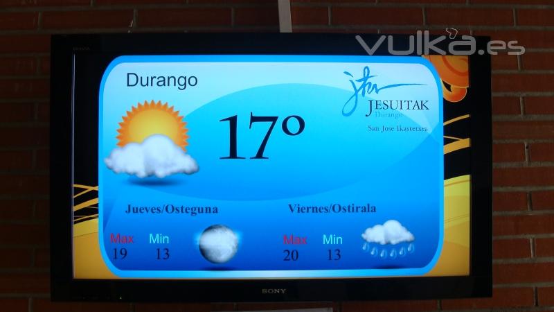 Instalación carteleria digital en Jesuitak, widget de clima