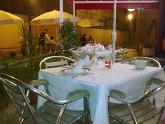 en la terraza