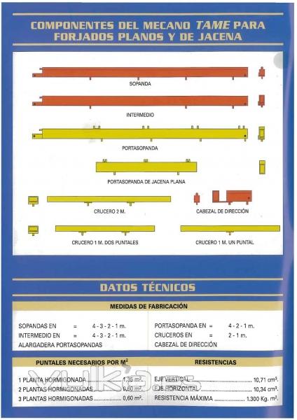 Fabricacin de Encofrados: Forjados y jcenas. Mecano recuperable TAME,S.L. Encofrados