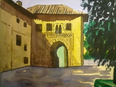 Puerta del vino alhambra acuarela