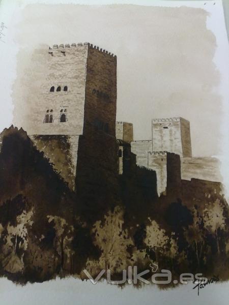 Torre de Comares. Alhambra. Acuarela.