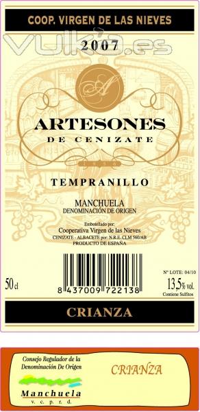 Etiqueta Artesones Crianza Tempranillo