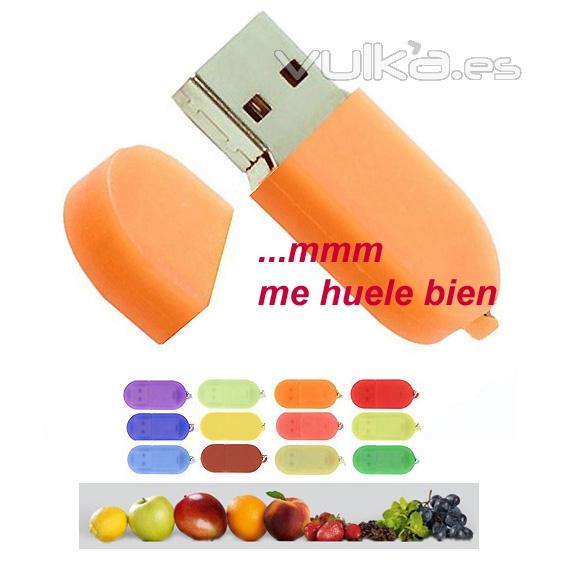 Memoria USB de silcona aromatizada con 12 esencias a escoger. Lote mnimo 100 unidades. Ref. MITESP3