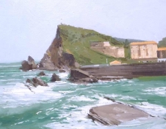 Marina de armintza, vizcaya, oleo sobre lienzo