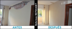 Reformar pared interior con grietas, enyesada y lista para pintar, reforma realizada en barcelona