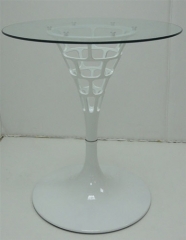 Mesa moon, abs blanco, tapa de cristal