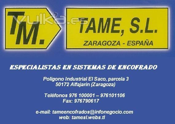 Encofrados TAME,S.L. Fabricacin de ENCOFRADOS en ESPAA. Venta directa de encofrados.