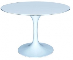 Mesa de diseno mod tul-335rlb, base de aluminio, tapa lacada blanco de 120 cms