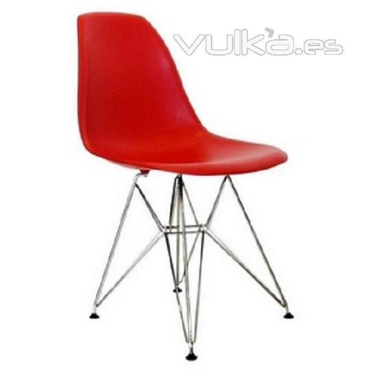 Silla Mod. PC016, cromada, abs, color rojo.