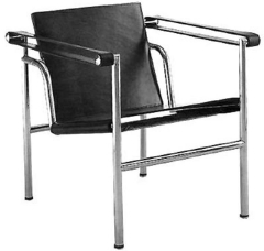 Sillon de diseno a716, cromado, piel negra
