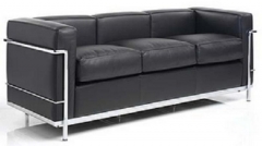 Sofa de diseno, petit, 3 plazas, piel negra