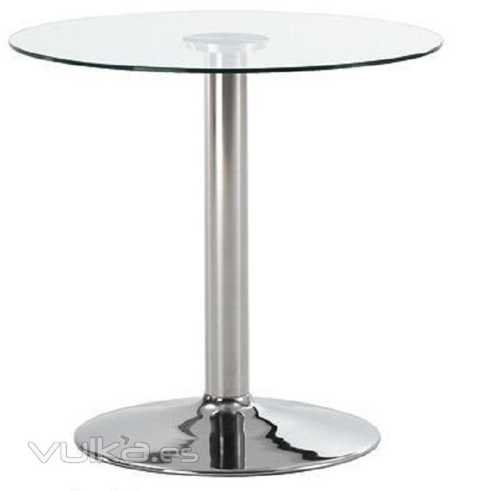 Mesa 103G, cromada, tapa cristal 60 cms. dim.