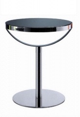 Mesa LEN, cromada, tapa cristal 62 cms. de diámetro.