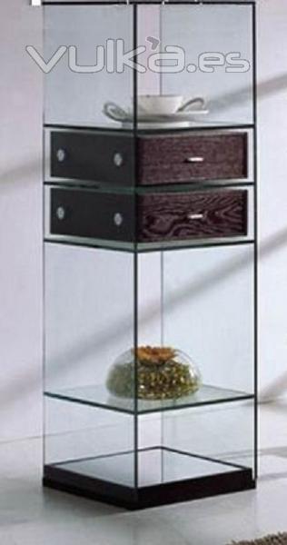 Mueble auxiliar Mod. S025, diseño, cristal, cajones.
