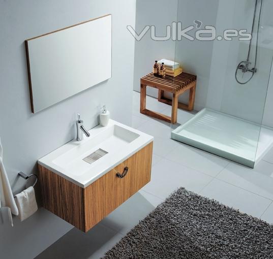 Conjunto de mueble de bao, lavabo y espejo PALERMO ref_10.028