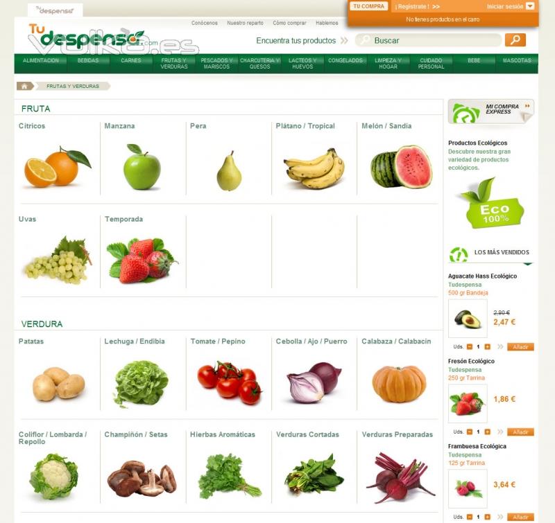 Supermercado Online Tu Despensa. Comprar frutas y verduras frescas