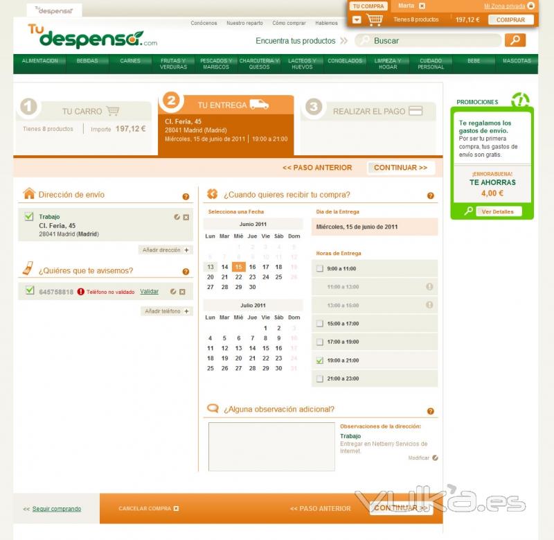 Supermercado Online Tu Despensa. Realizar la compra online en el supermercado. 